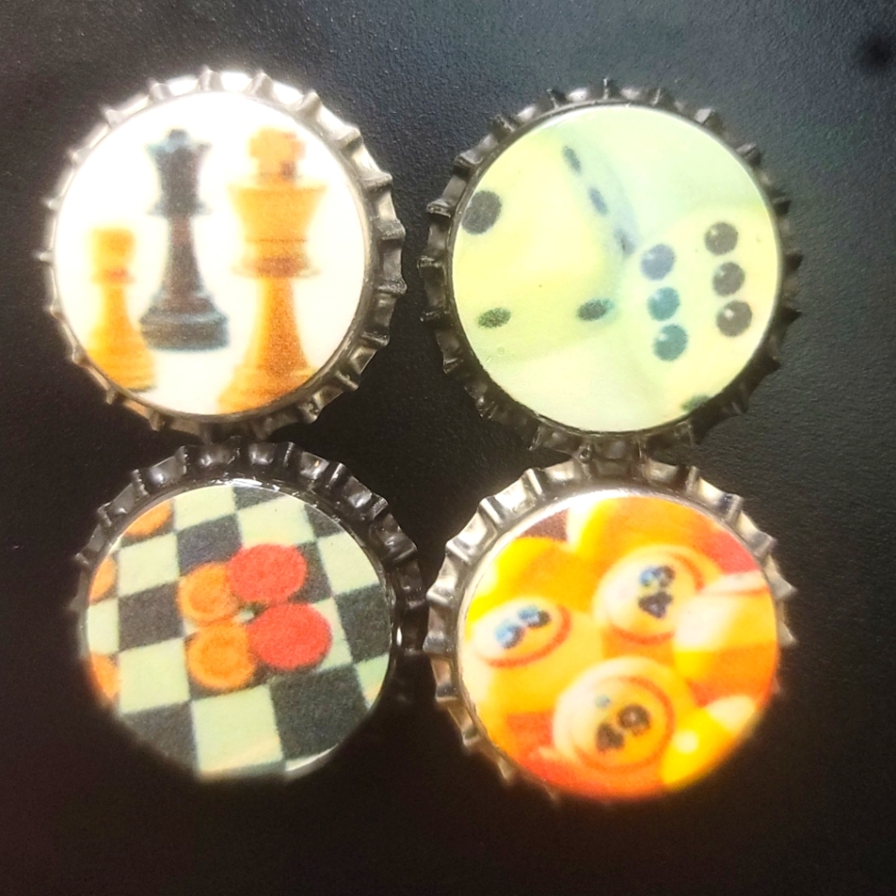 Game Room Bottle Cap Magnets Hand Crafted
